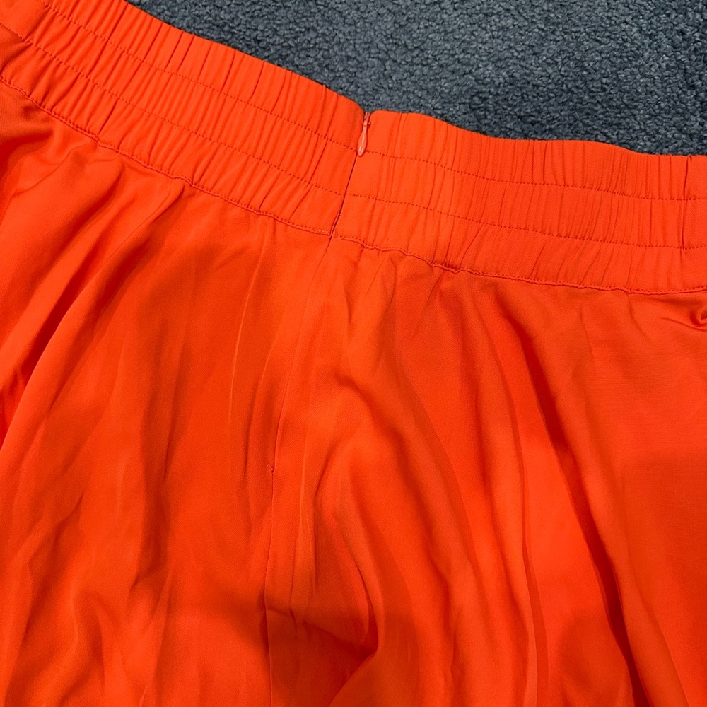 Women's tie-front orange flowy skirt - Picture 3 of 4